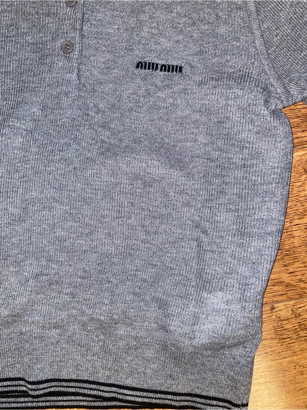Miu Miu knit cotton sweater half sleeve top Polo knit wear Shirt New Size M - Picture 11 of 13